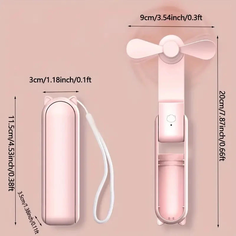 Portable Mini Fan, USB Rechargeable, 3-speed