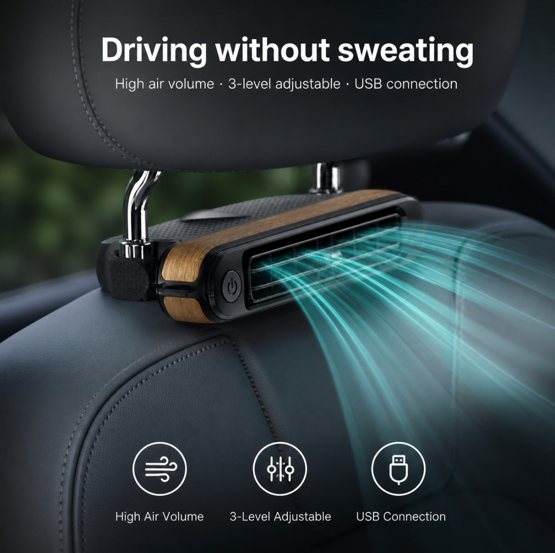 Portable Electric Car Headrest Fan
